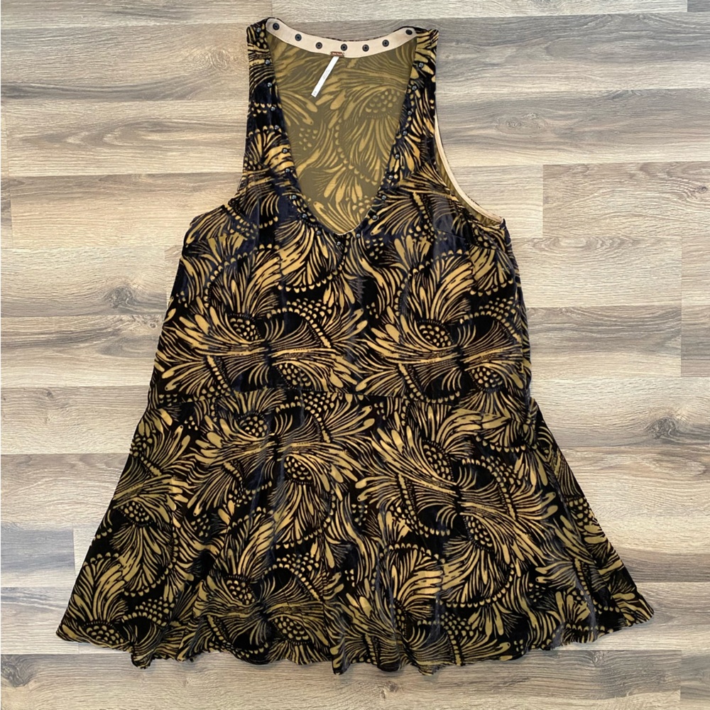 Free People Black and Gold Mini Dress